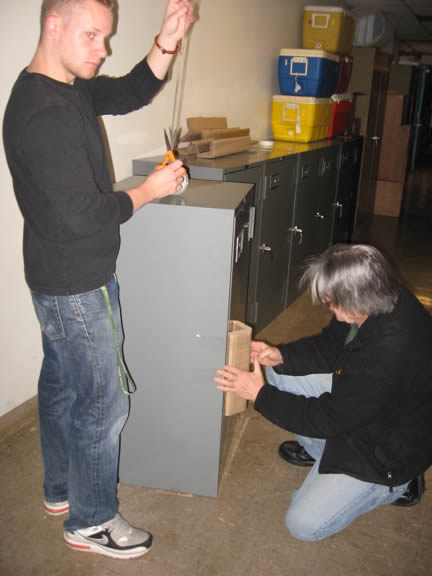 Readying insect specimen cabinets for shipment to Mongolia in 2009
